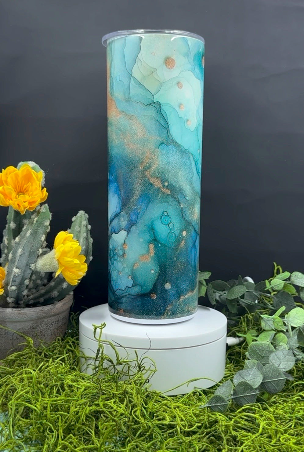 Turquoise Copper Swirls Skinny Tumbler