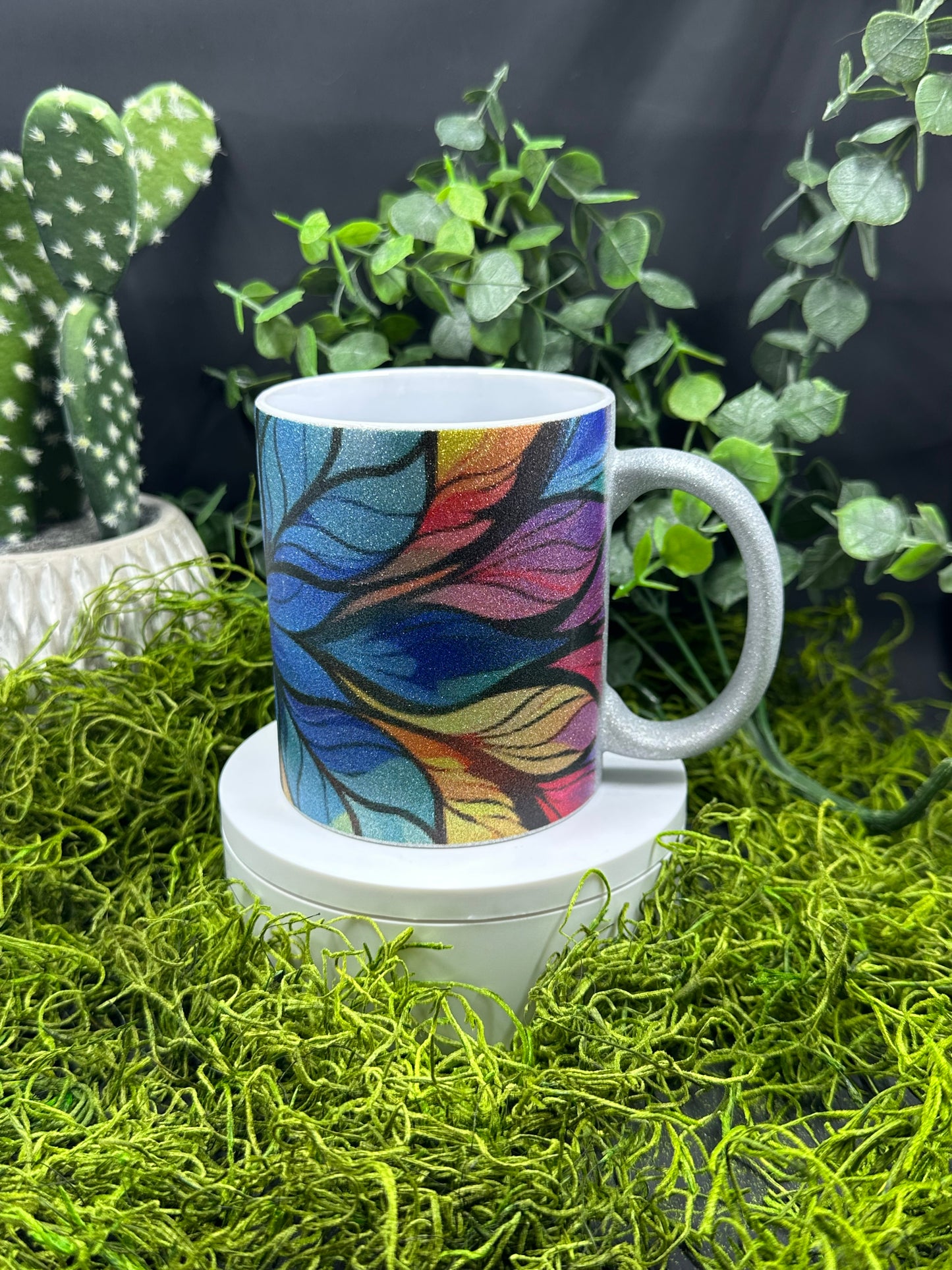 Colorful Stained Glass Glitter 12oz Mug