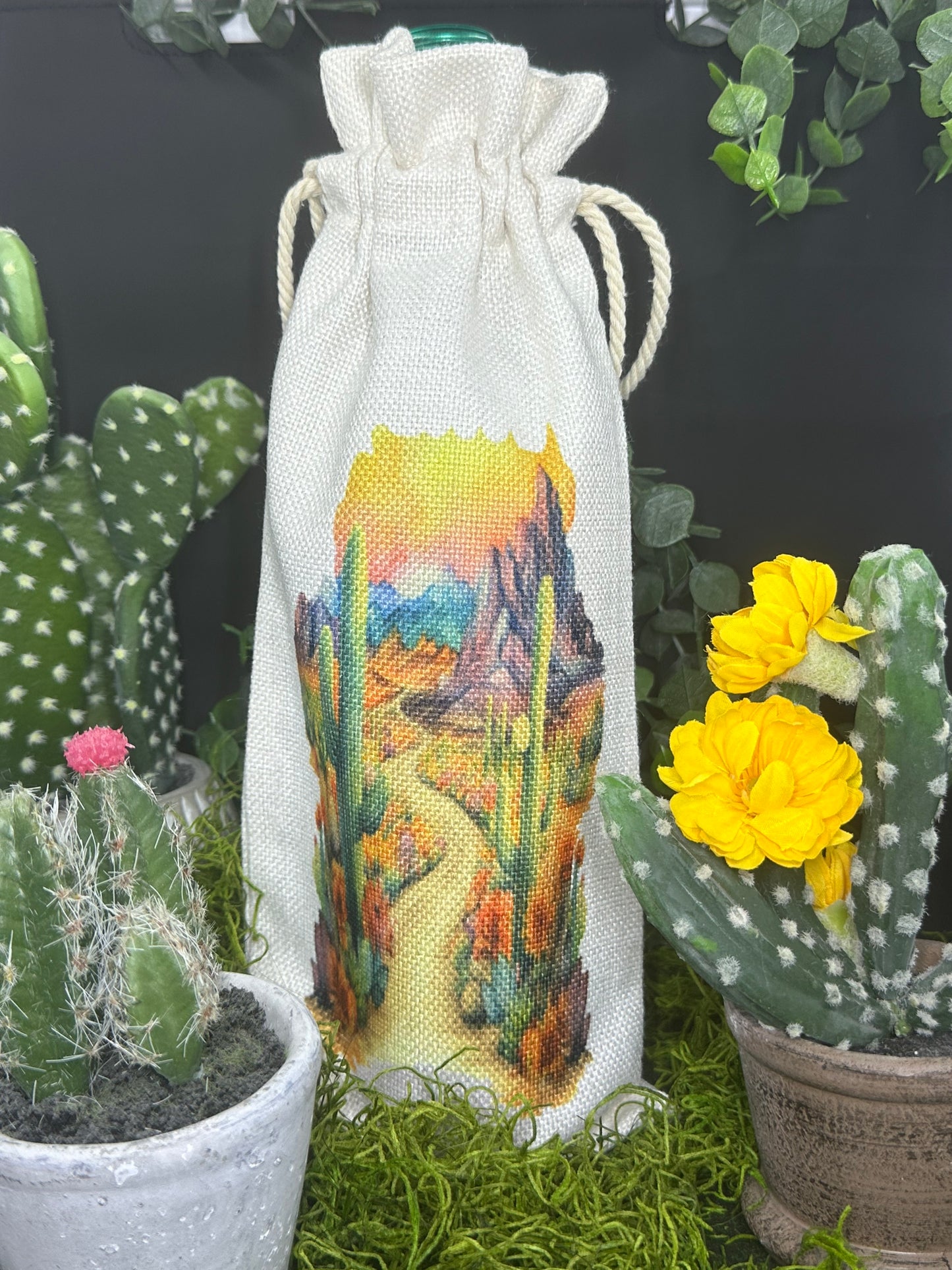 Surreal Desert Drive Wine Bottle Bag