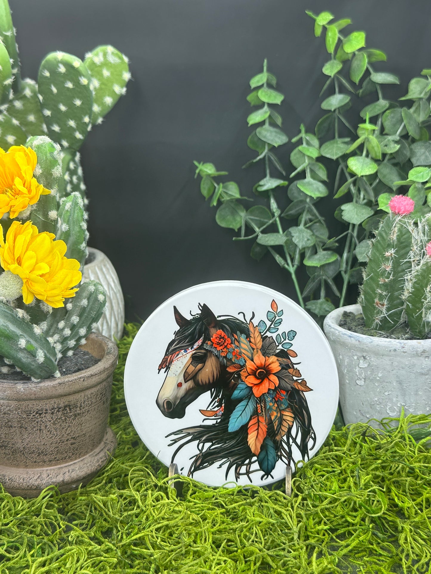 Spirit Horse #1 Ceramic, Round Coaster