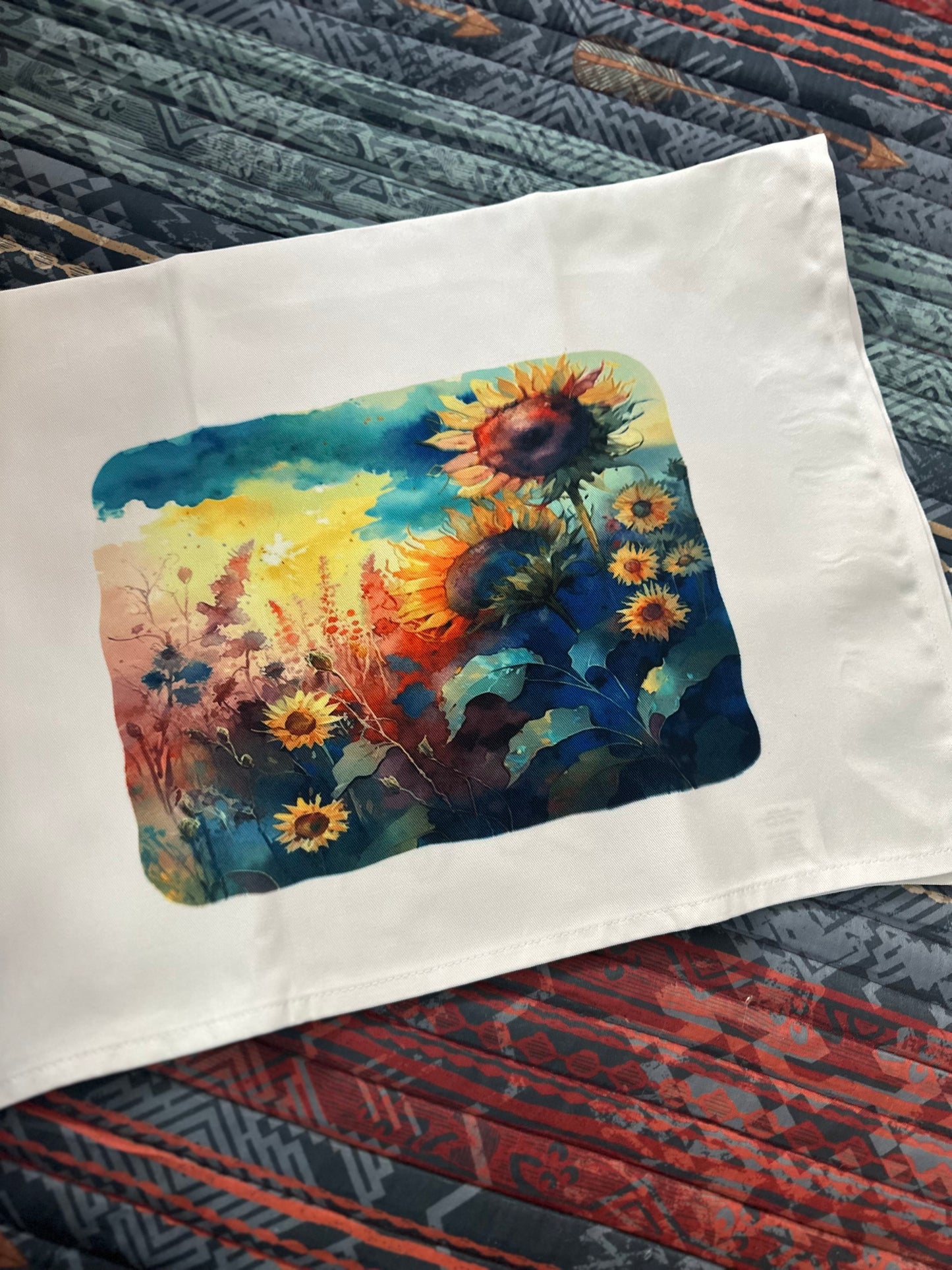 Watercolor Sunflowers Dish Towel