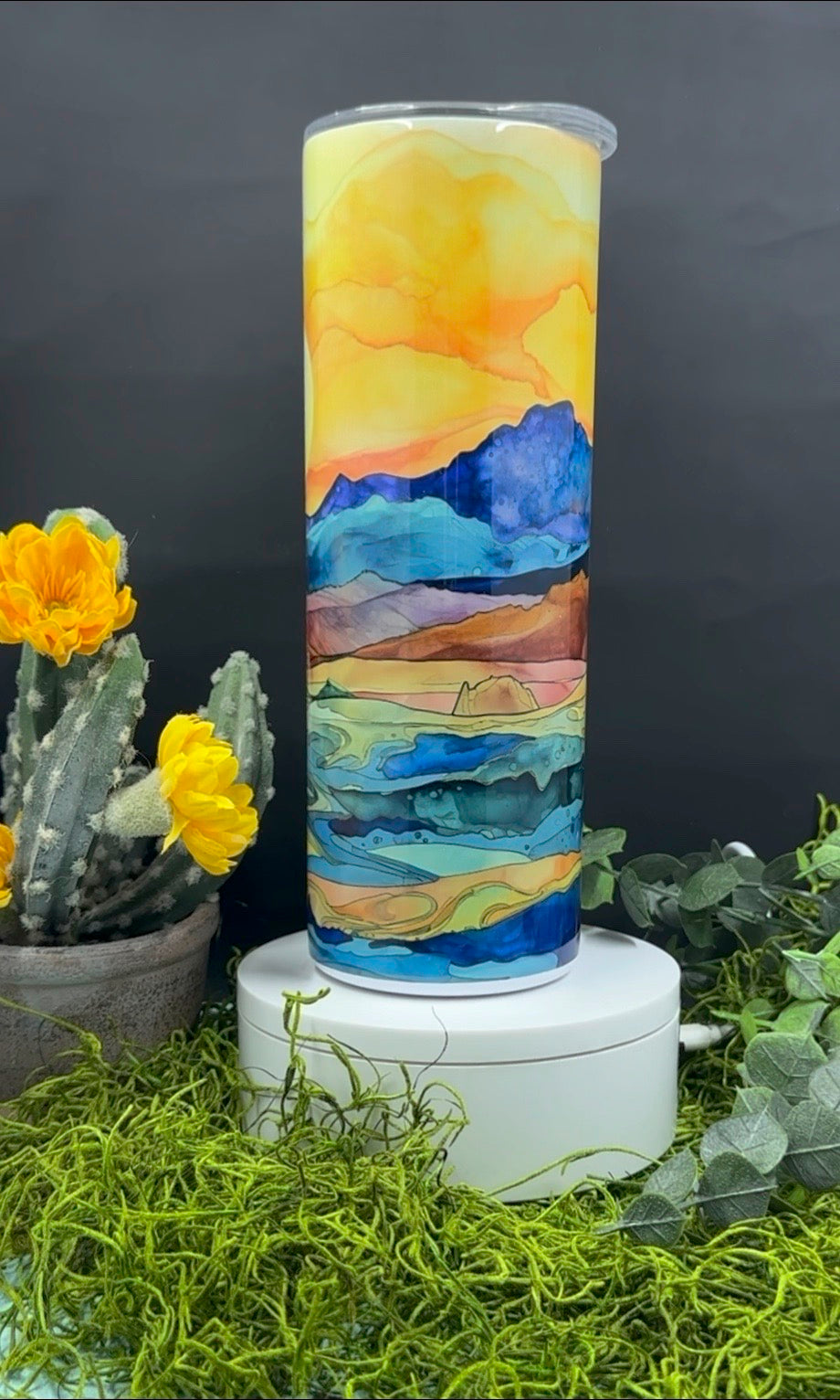 Watercolor Desert Sunset Skinny Tumbler