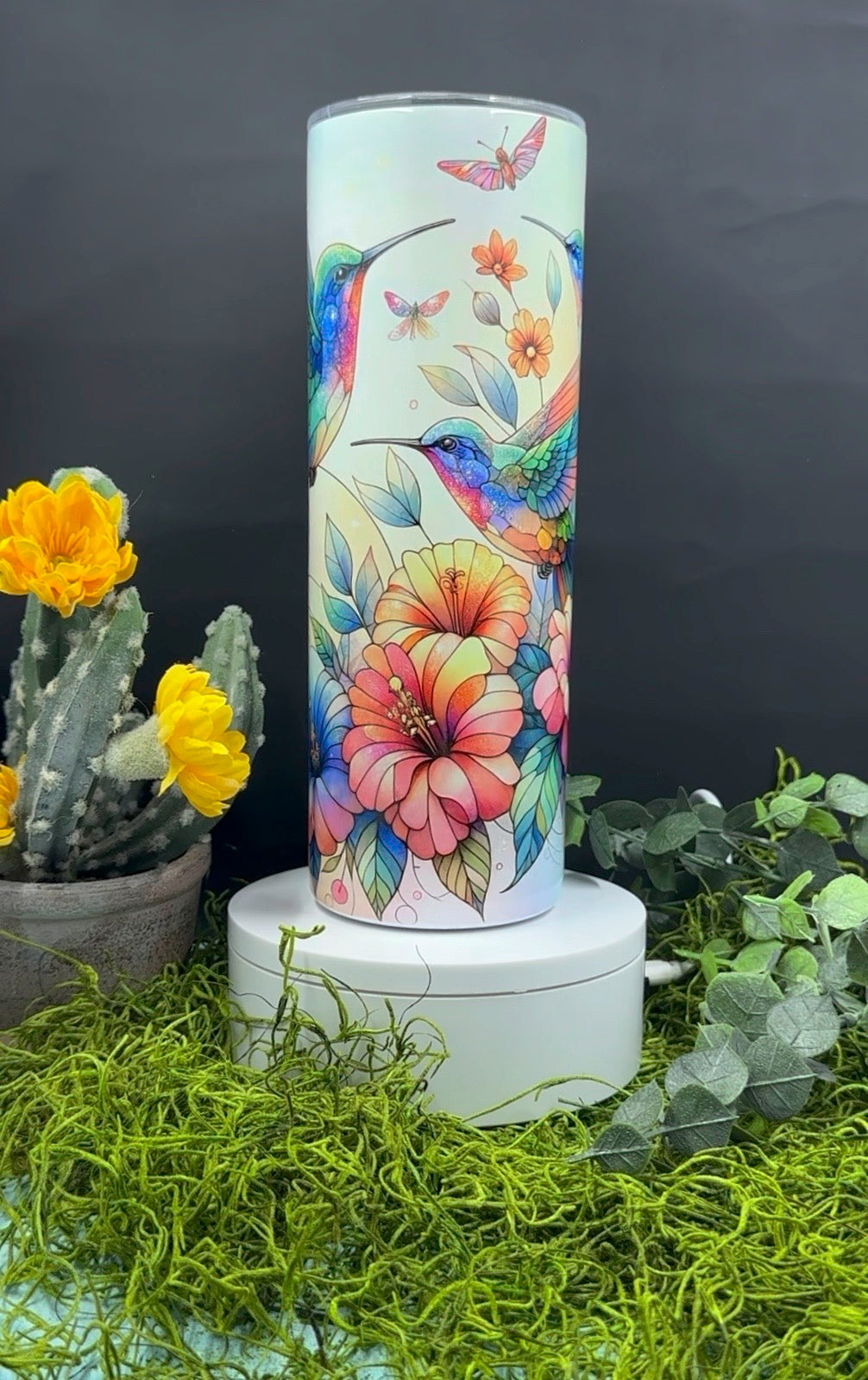 Stained Glass Hummingbird Skinny Tumbler