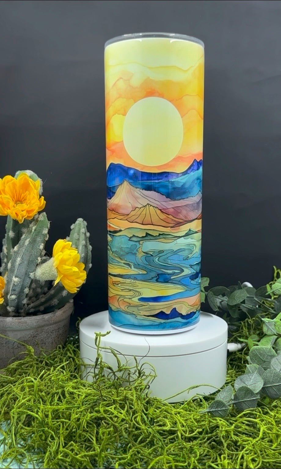 Watercolor Desert Sunset Skinny Tumbler