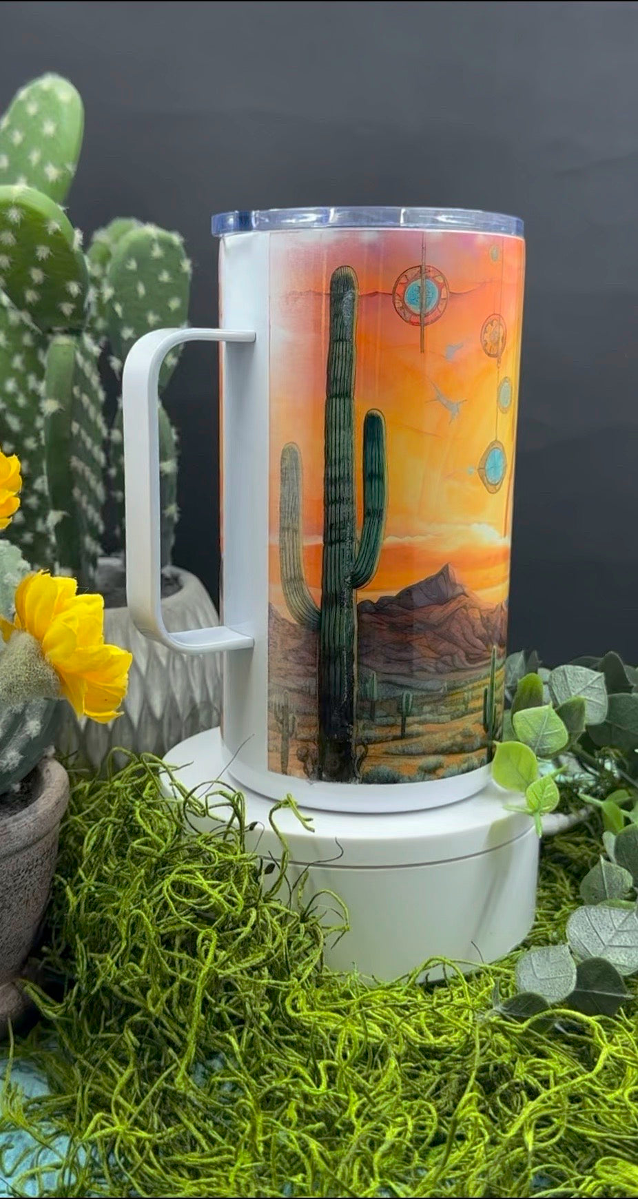 Boho Sunset Handled Tumbler