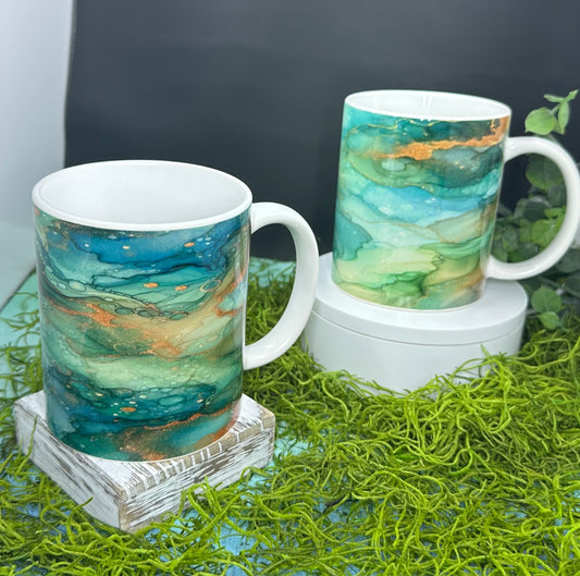 Turquoise and Copper 12oz Mugs