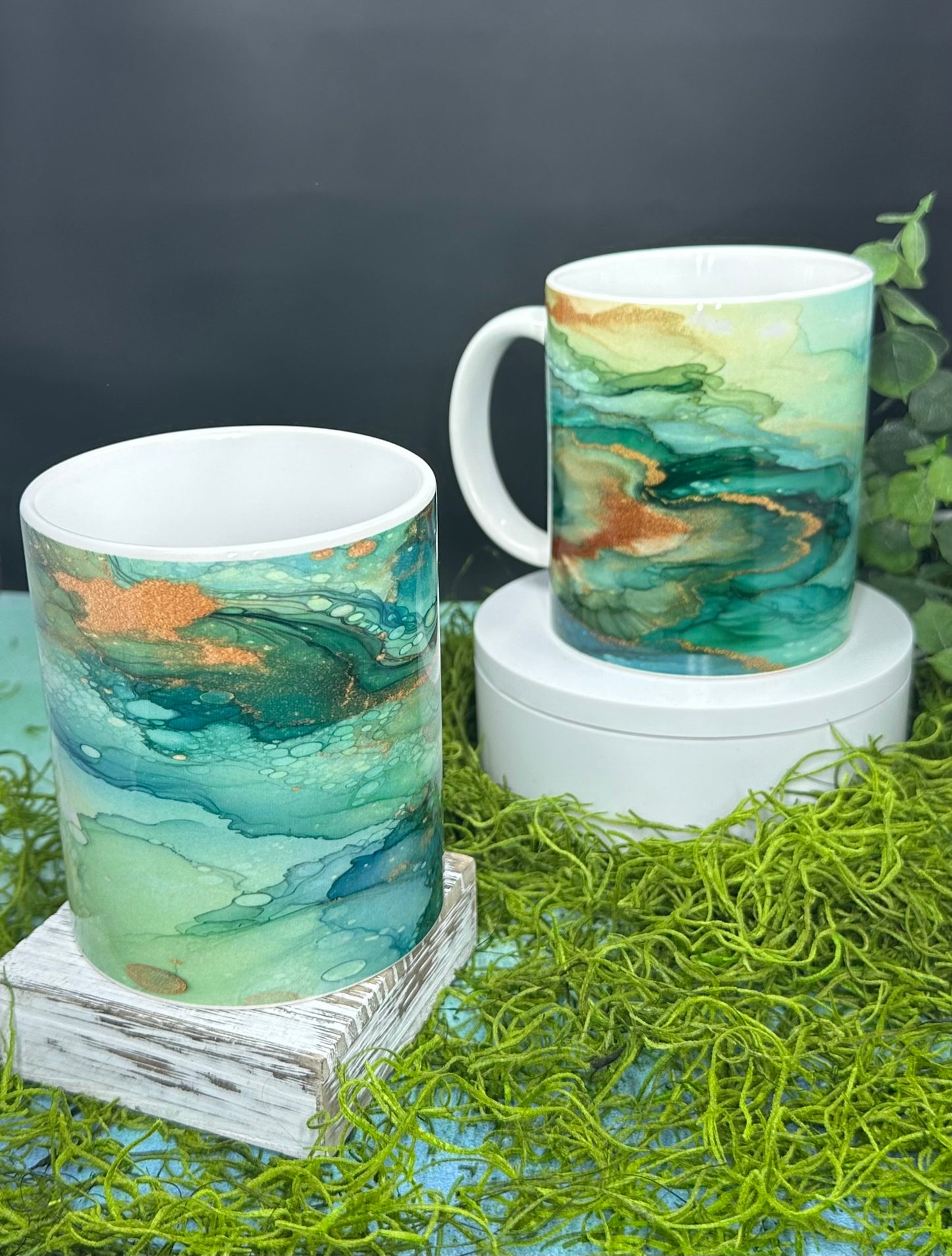 Turquoise and Copper 12oz Mugs
