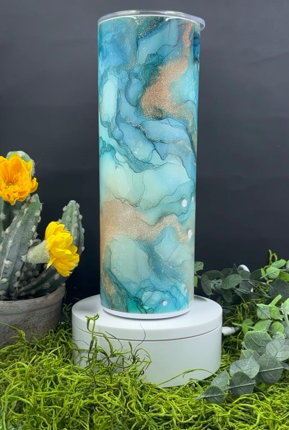 Turquoise Copper Swirls Skinny Tumbler