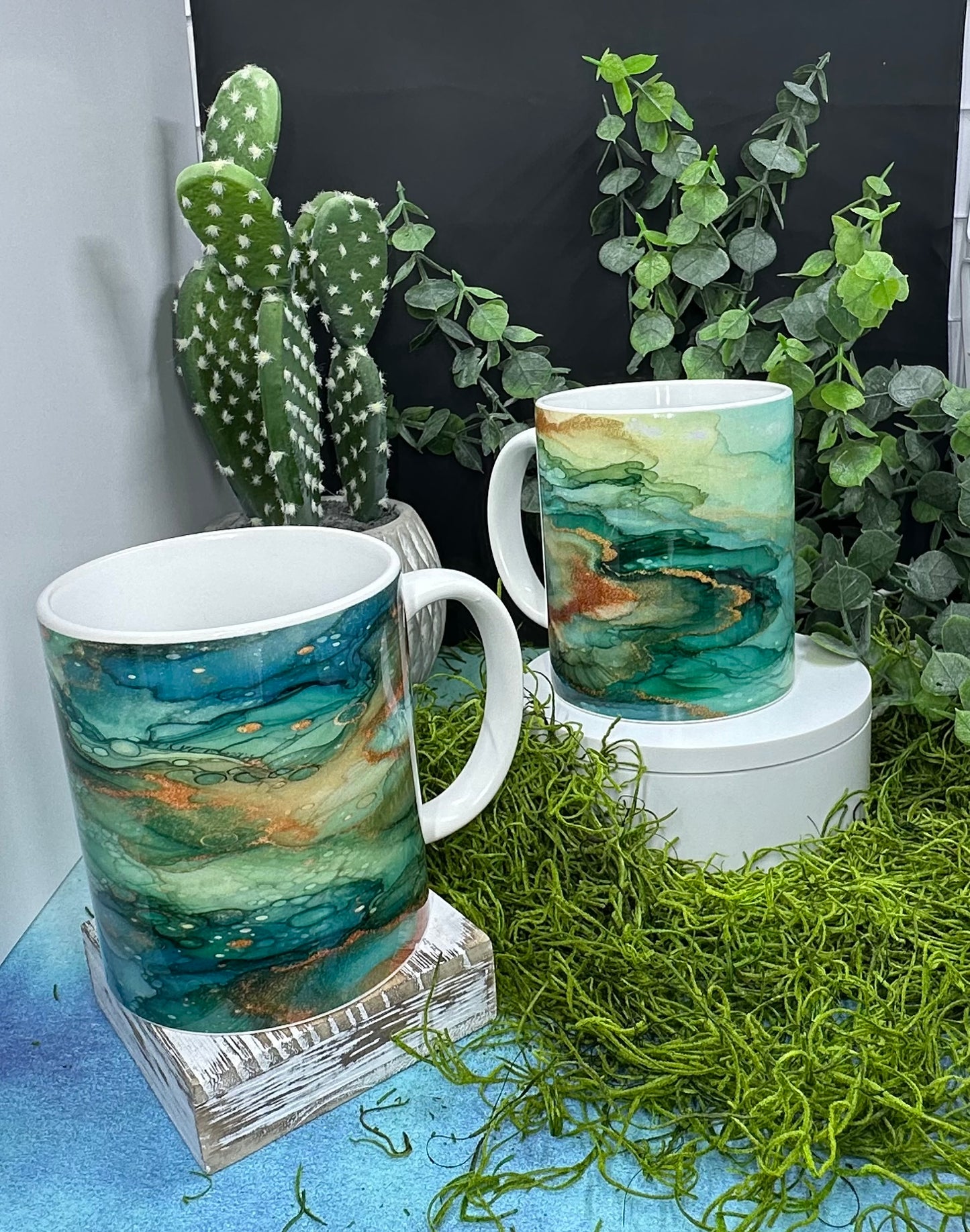 Turquoise and Copper 12oz Mugs