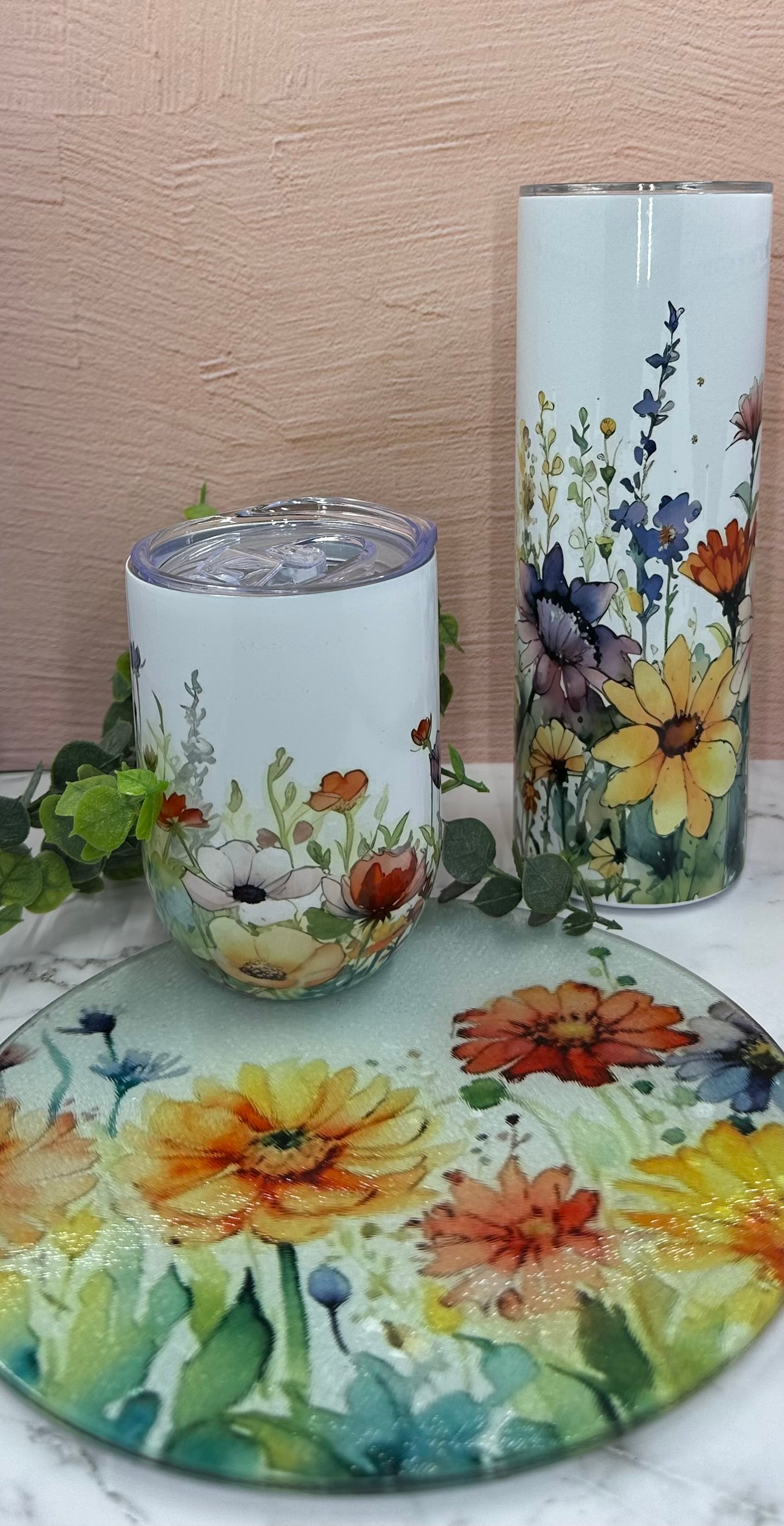 Watercolor Wildflowers Skinny Tumbler