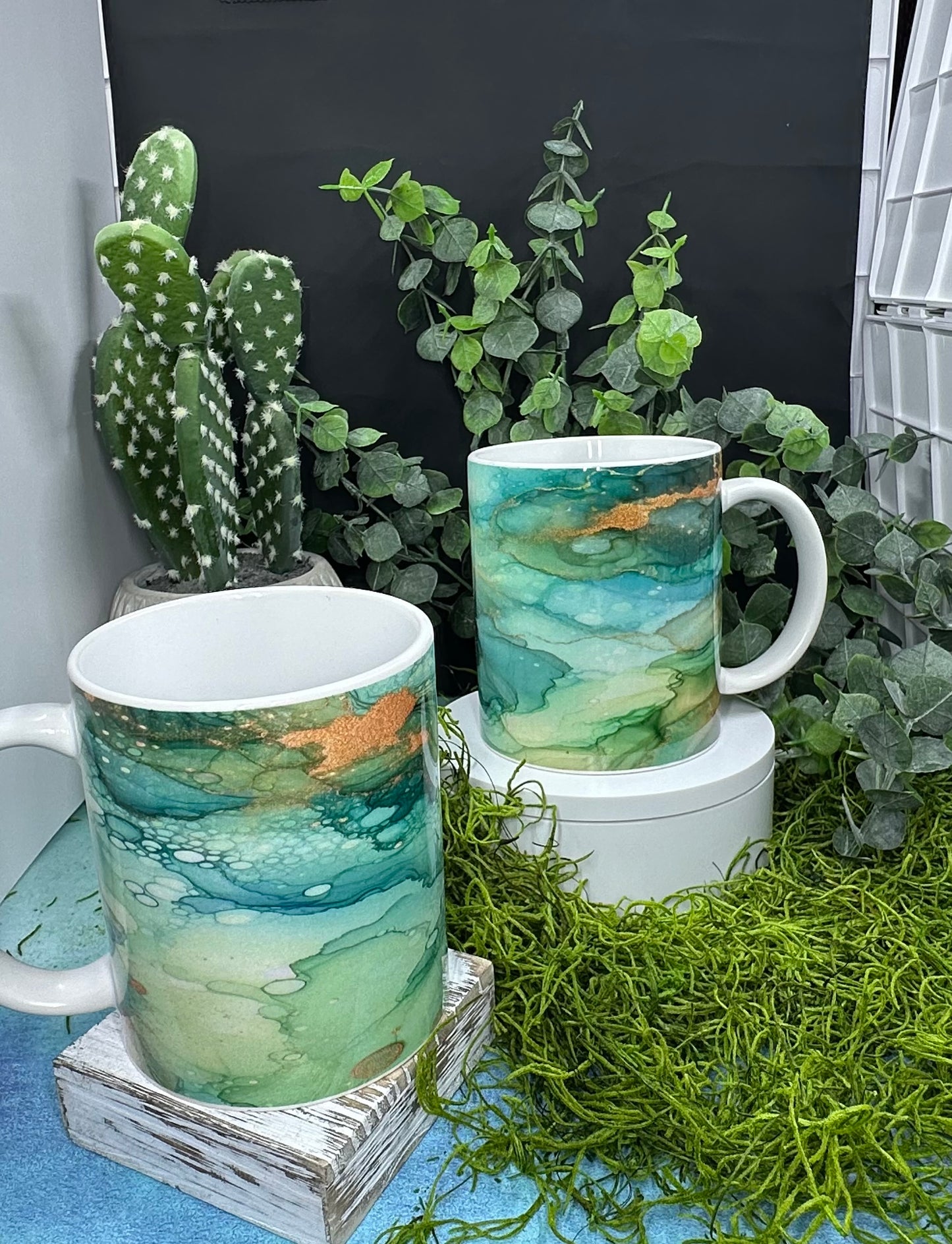 Turquoise and Copper 12oz Mugs