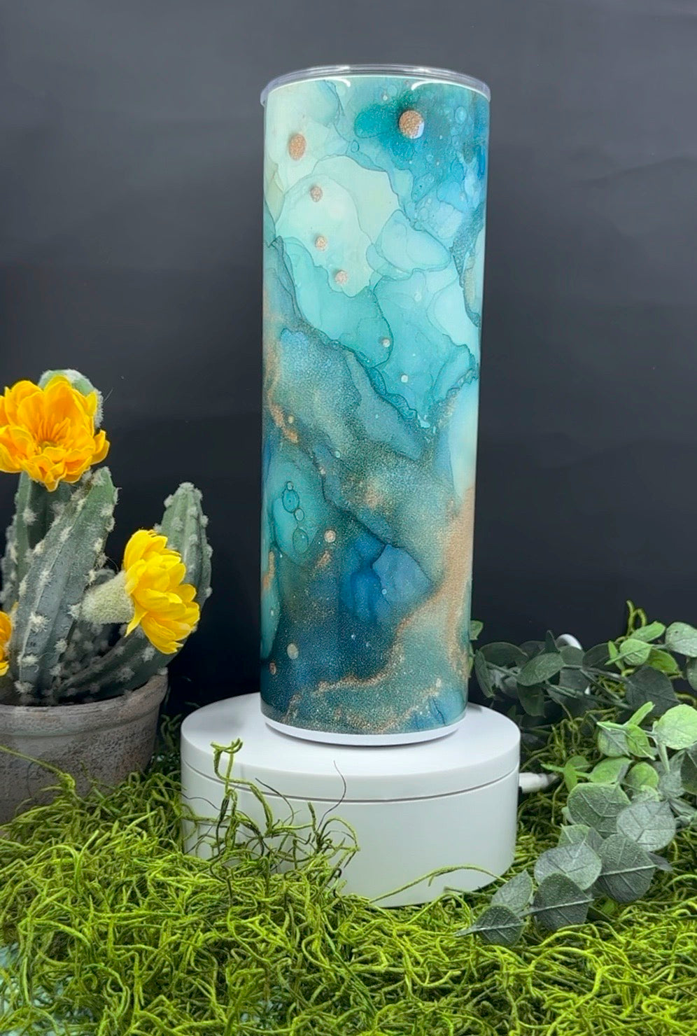 Turquoise Copper Swirls Skinny Tumbler