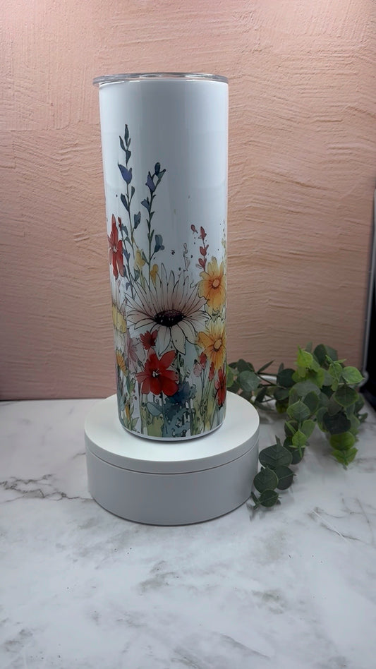 Watercolor Wildflowers Skinny Tumbler