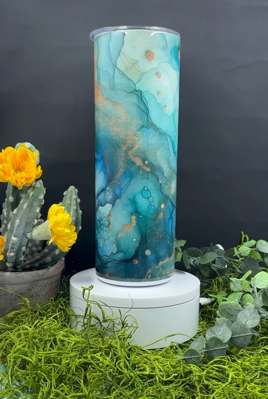 Turquoise Copper Swirls Skinny Tumbler