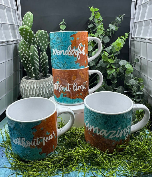 Turquoise and Copper Without Fear Stackable 10oz Mug
