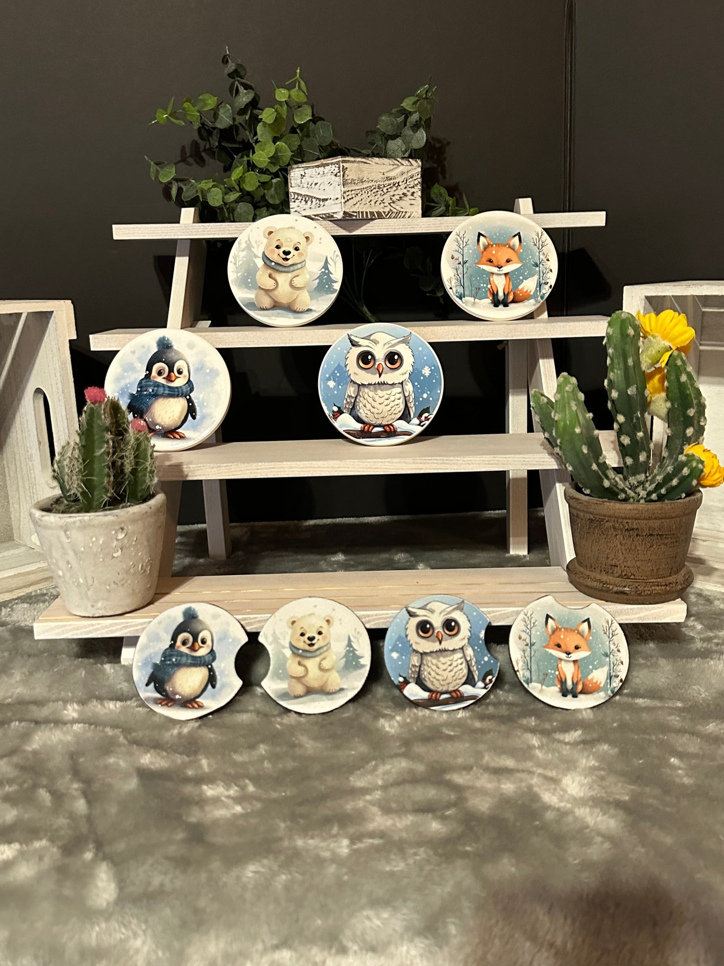 Snow Fox Ceramic, Round Coaster