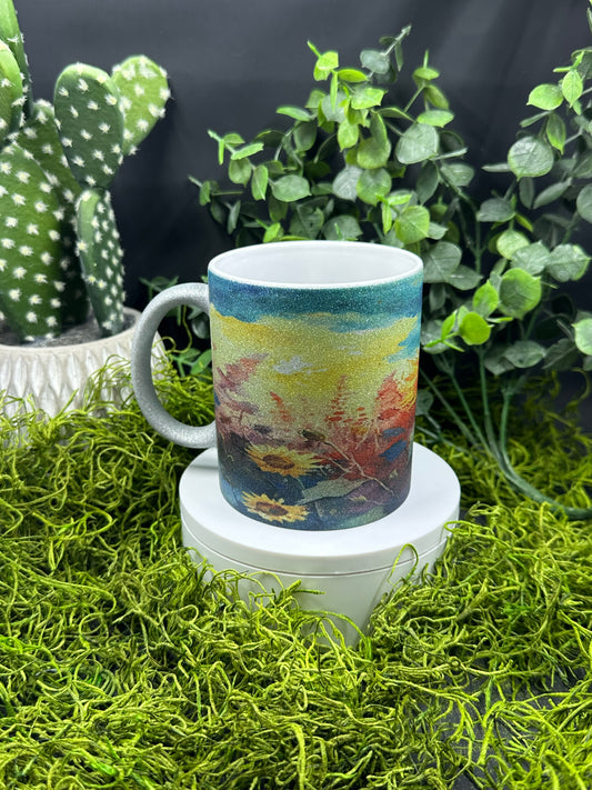 Colorful Sunflowers Glitter 12oz Mug