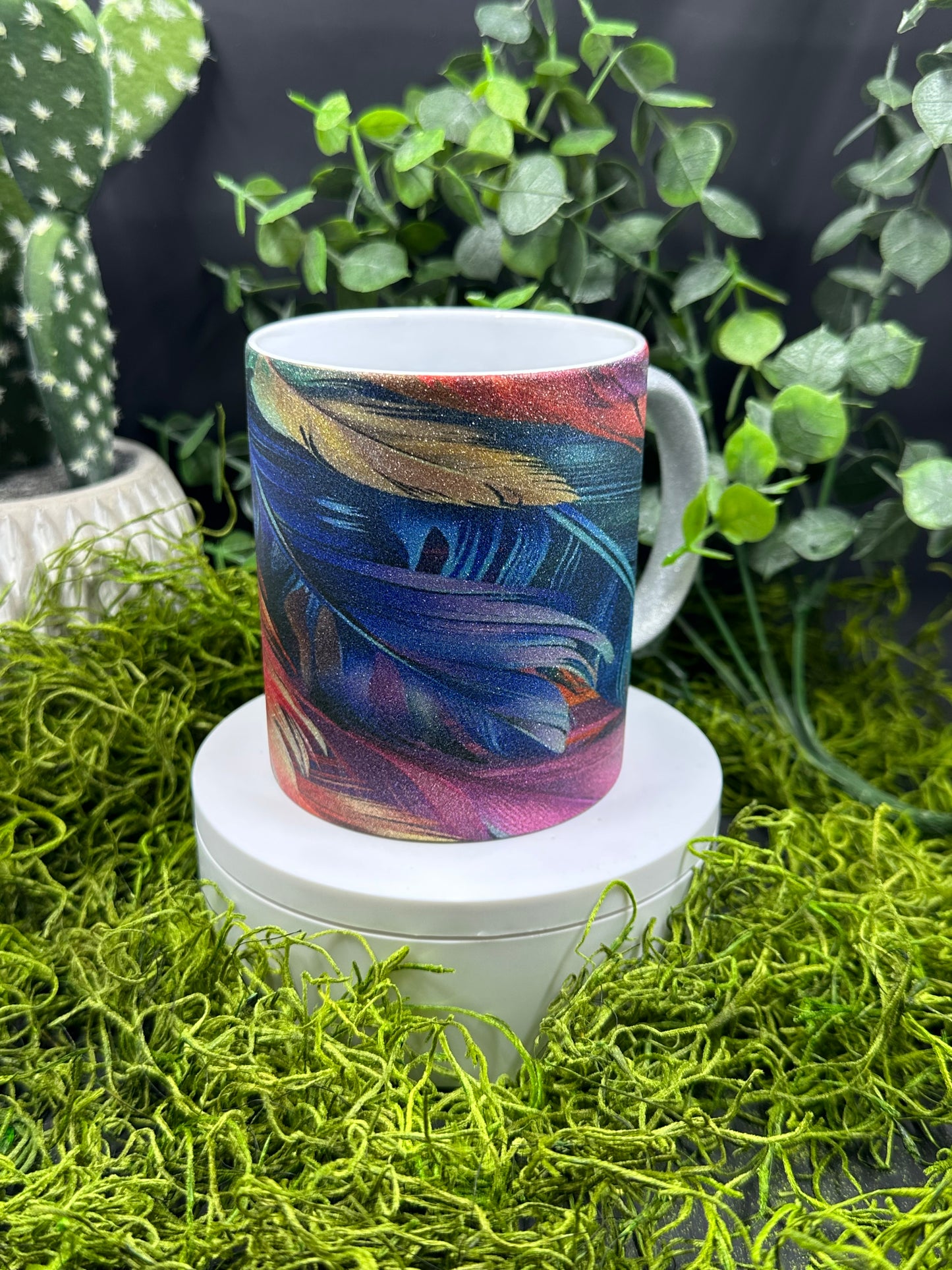 Colorful Feathers Glitter 12oz Mug