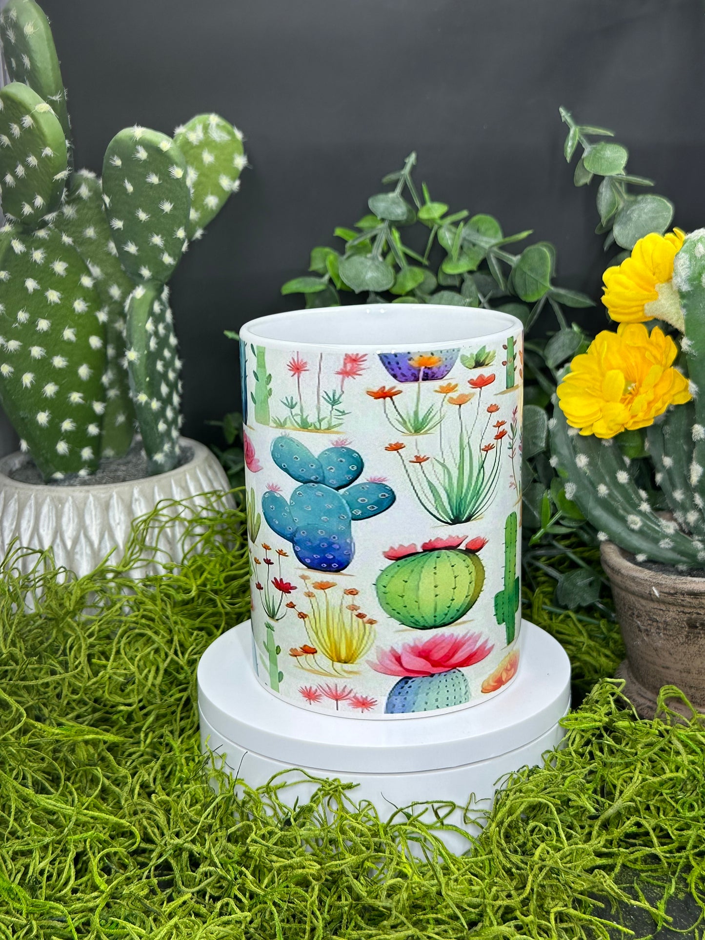 Pastel Cactus White 15oz Mug