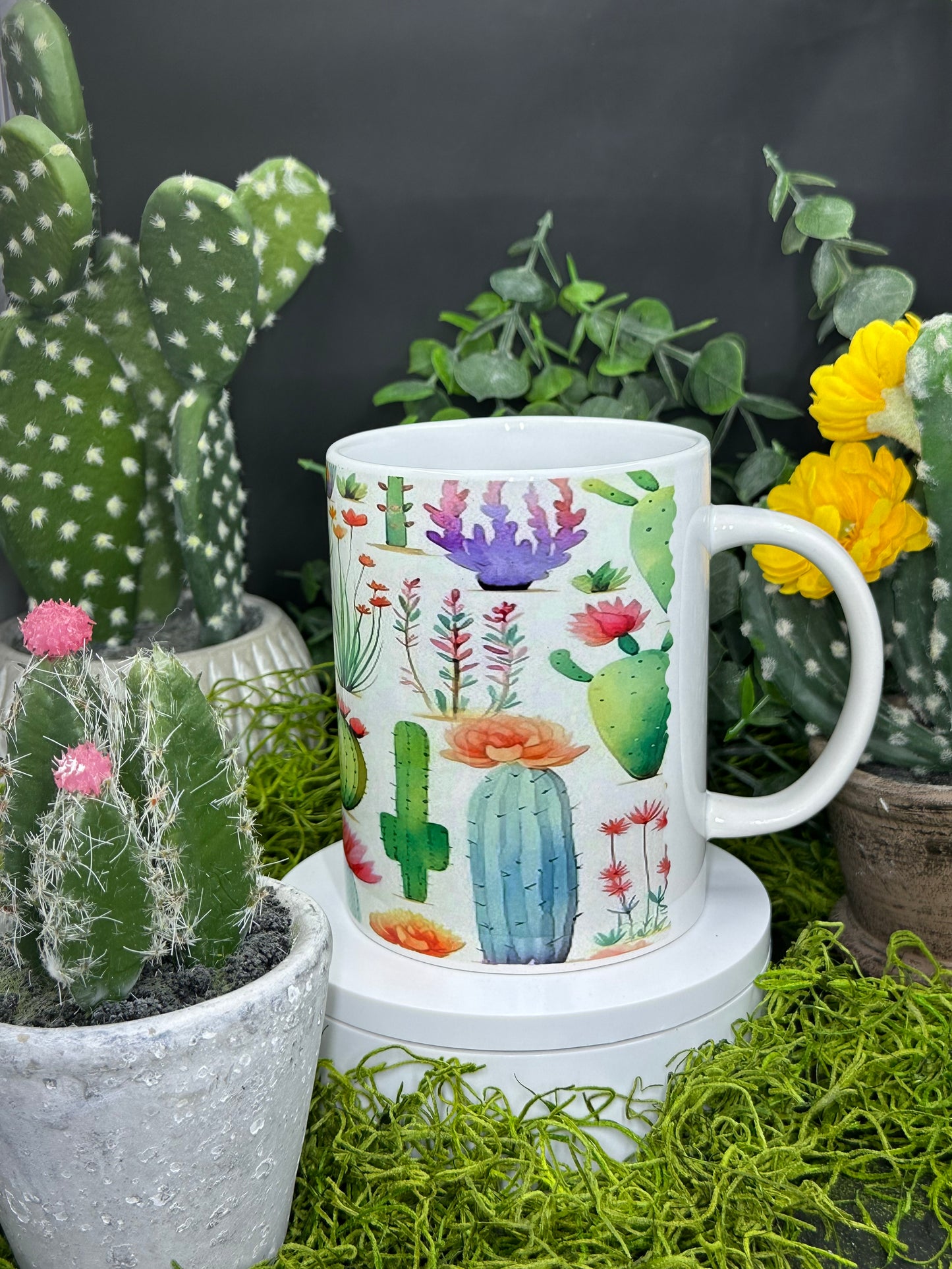 Pastel Cactus White 15oz Mug