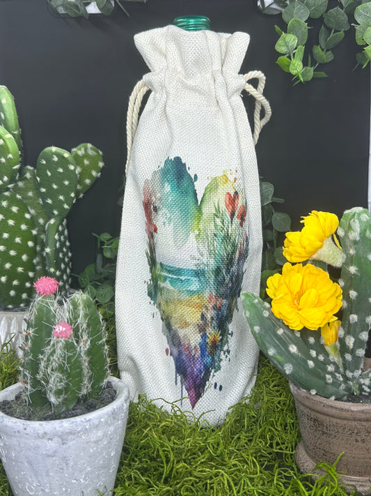 Watercolor Beach Wine Bottle Bag