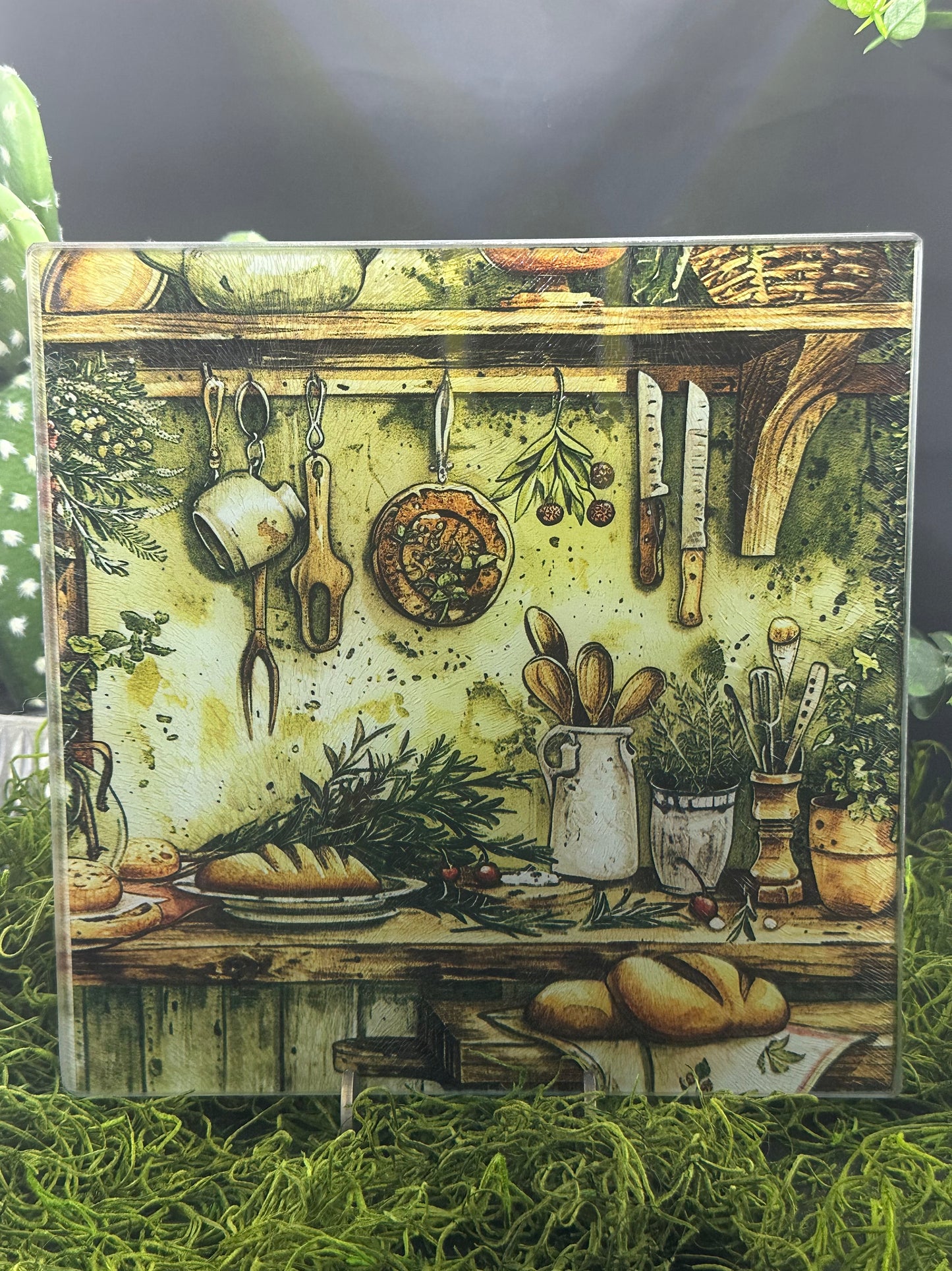 Vintage Kitchen Square Glass Plate