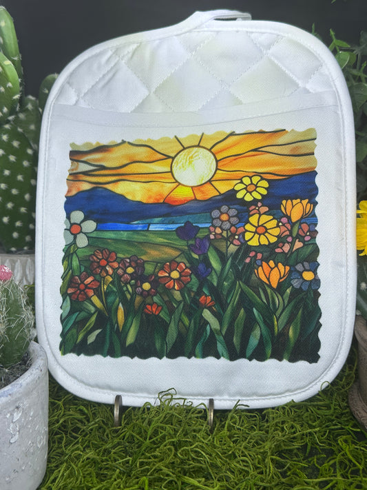 Stained Glass Sunrise Pot Holder