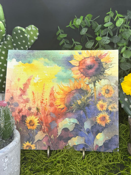 Watercolor Sunflowers Swedish Dishcloth