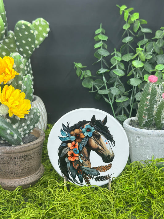 Spirit Horse #3 Ceramic, Round Coaster