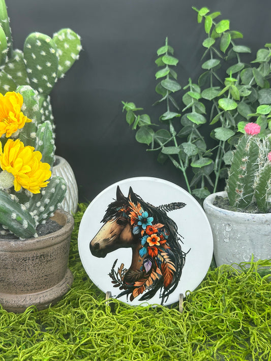 Spirit Horse #4 Ceramic, Round Coaster