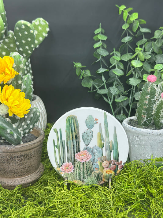 Desert Cactus #1 Ceramic, Round Coaster