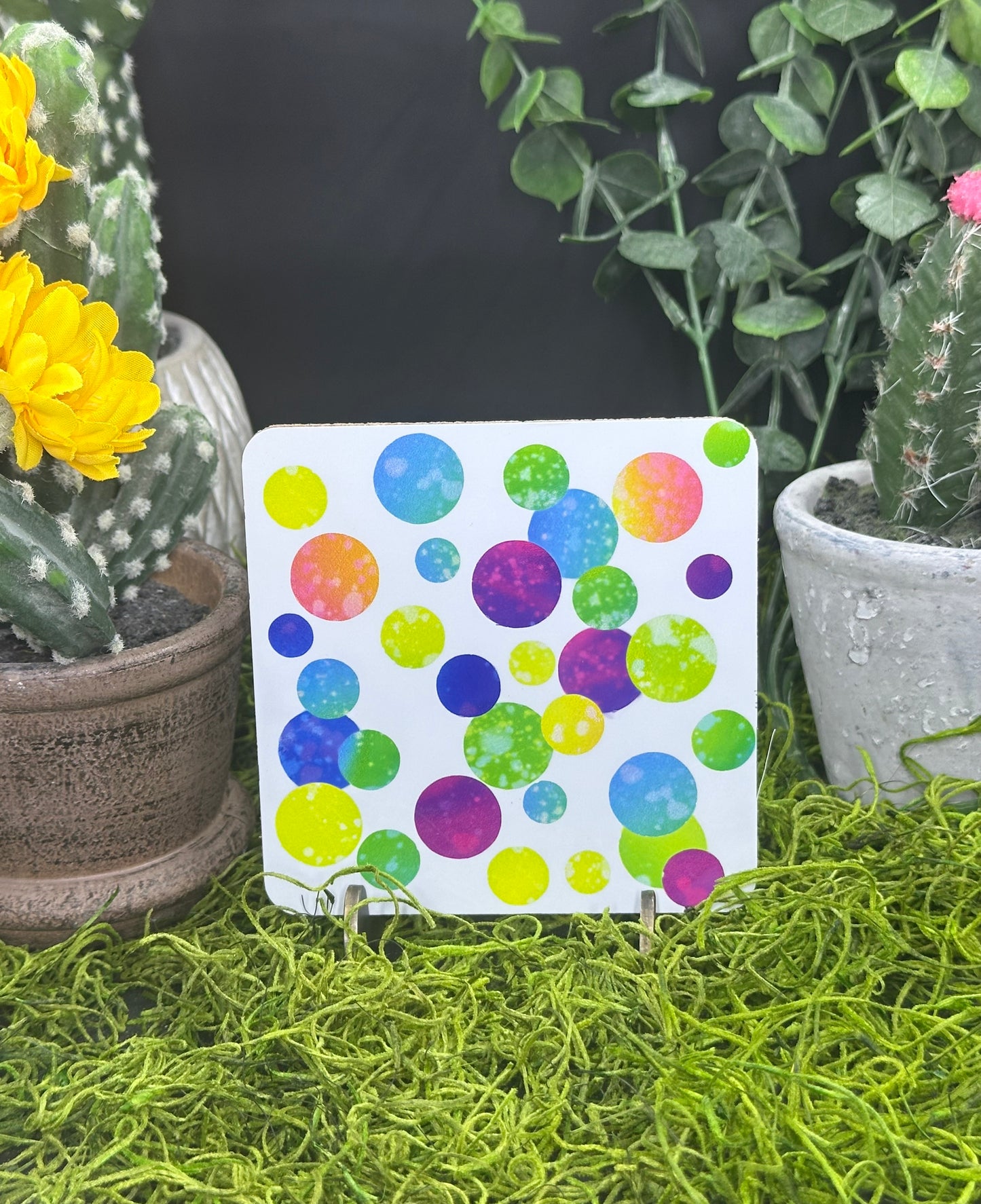 Colorful Dots PDF, Square Coaster