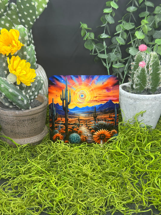 Boho Sunset Blue PDF, Square Coaster