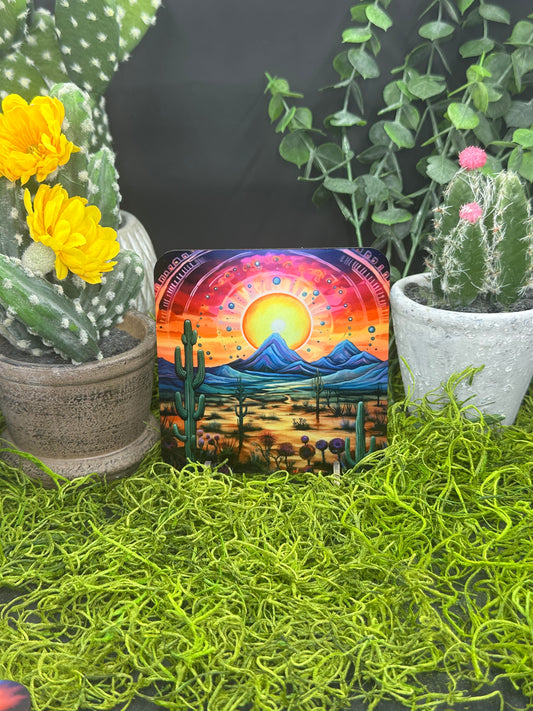 Boho Sunset Green PDF, Square Coaster