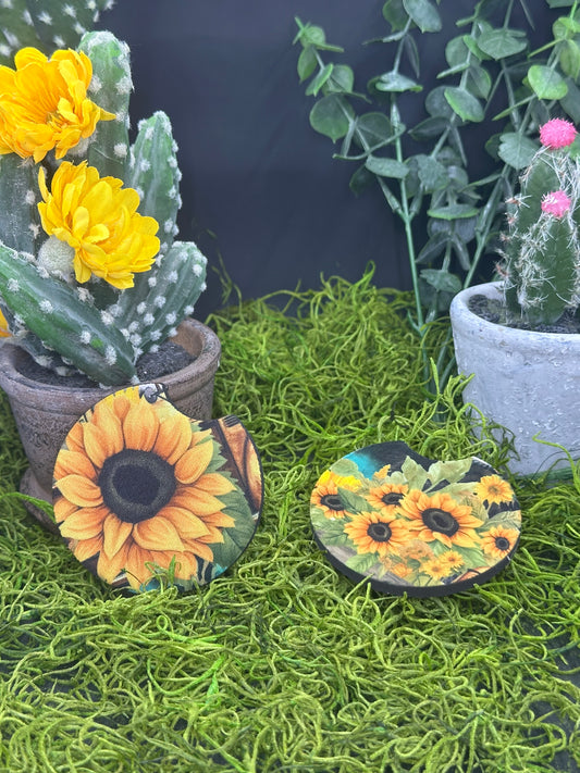 Sunflowers Set of 2 Auto Coasters