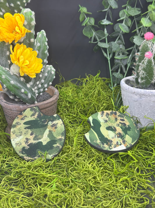 Camo/Leapord Set of 2 Auto Coasters