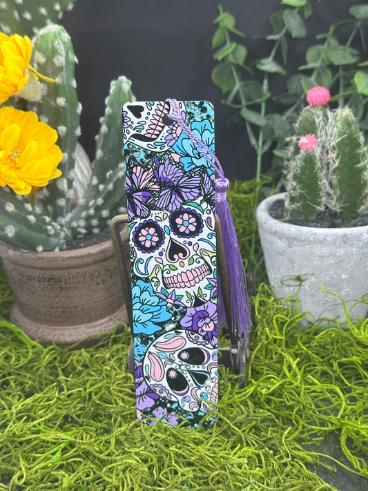 Turquoise/Purple Sugar Skulls Bookmark