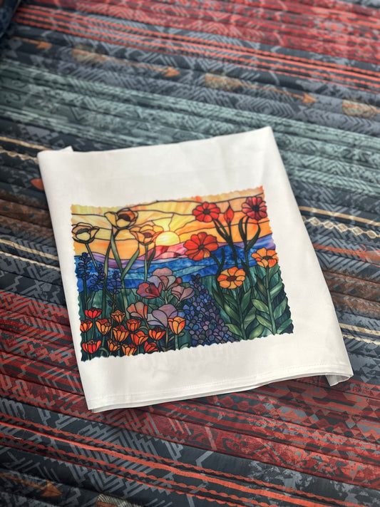 Stained Glass Sunrise Dish Towel
