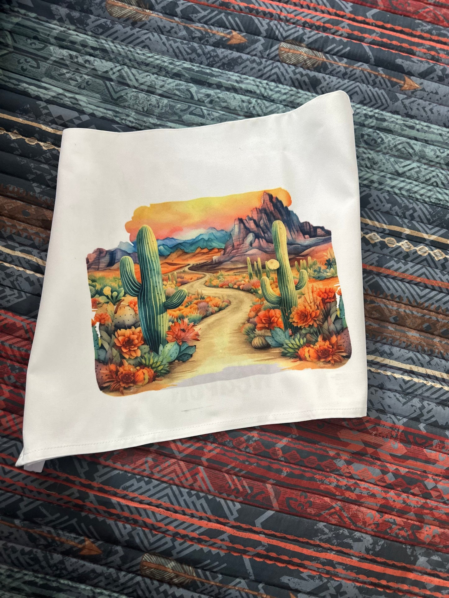 Surreal Desert Drive Dish Towel
