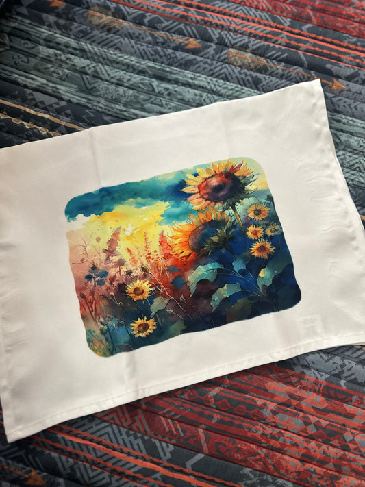 Watercolor Sunflowers Dish Towel