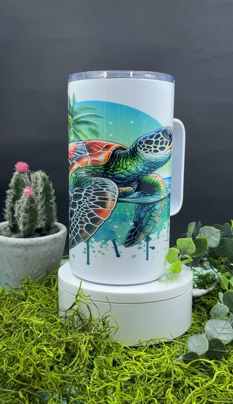 Sea Turtle Handled Tumbler