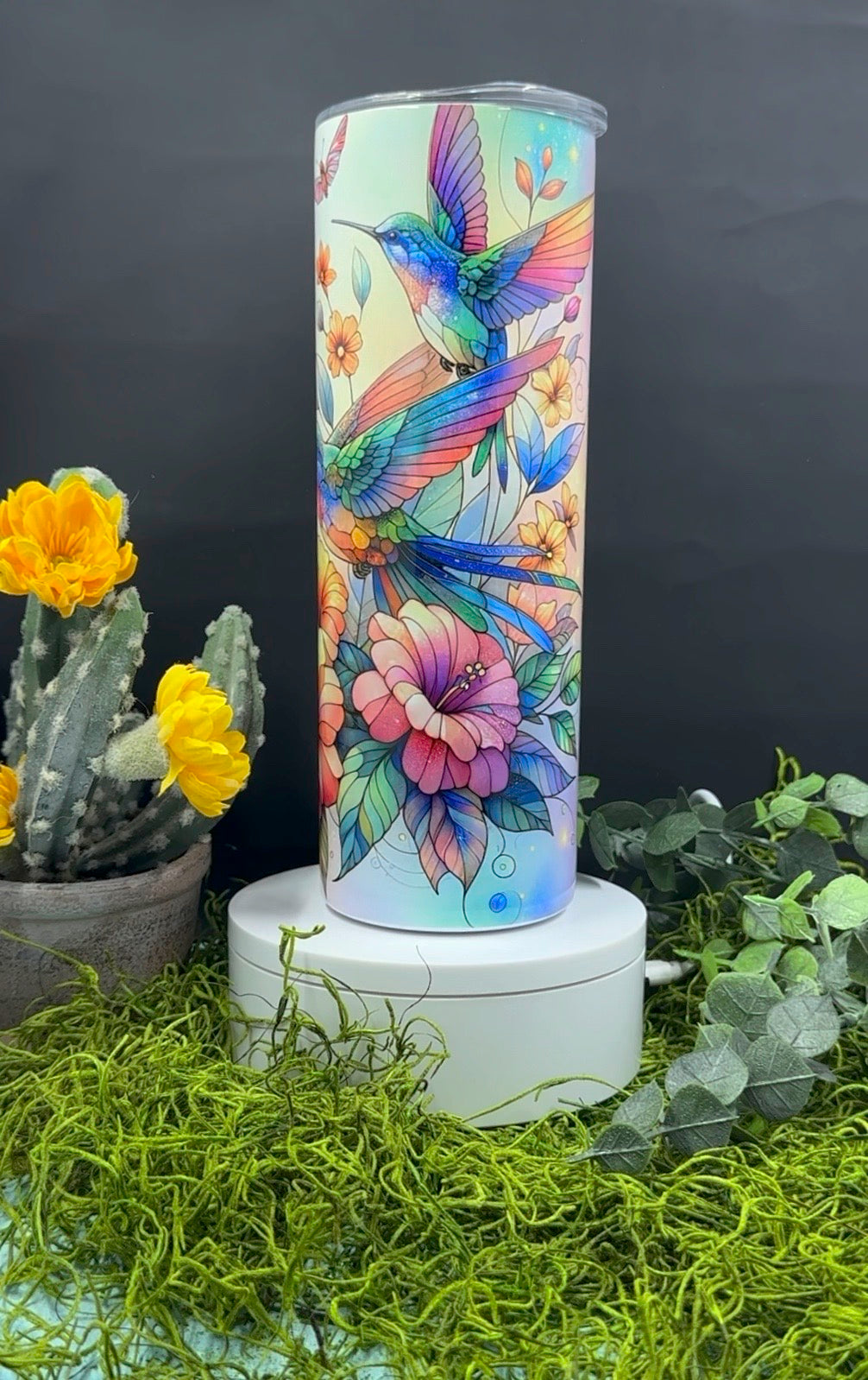 Stained Glass Hummingbird Skinny Tumbler