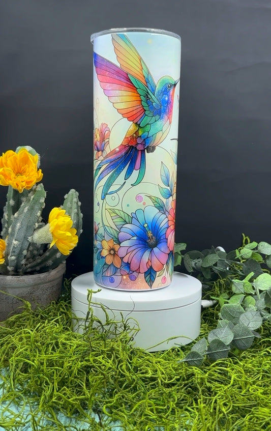 Stained Glass Hummingbird Skinny Tumbler
