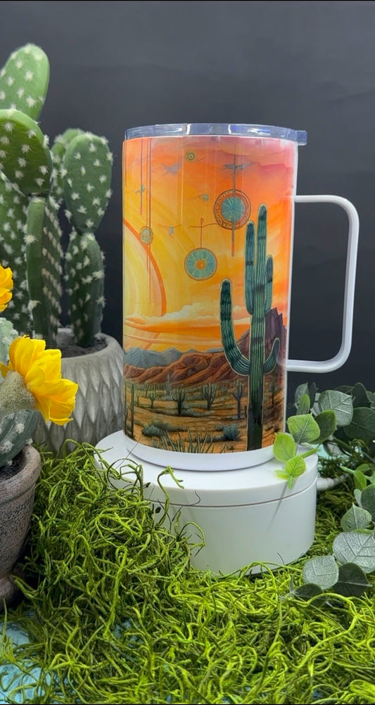 Boho Sunset Handled Tumbler