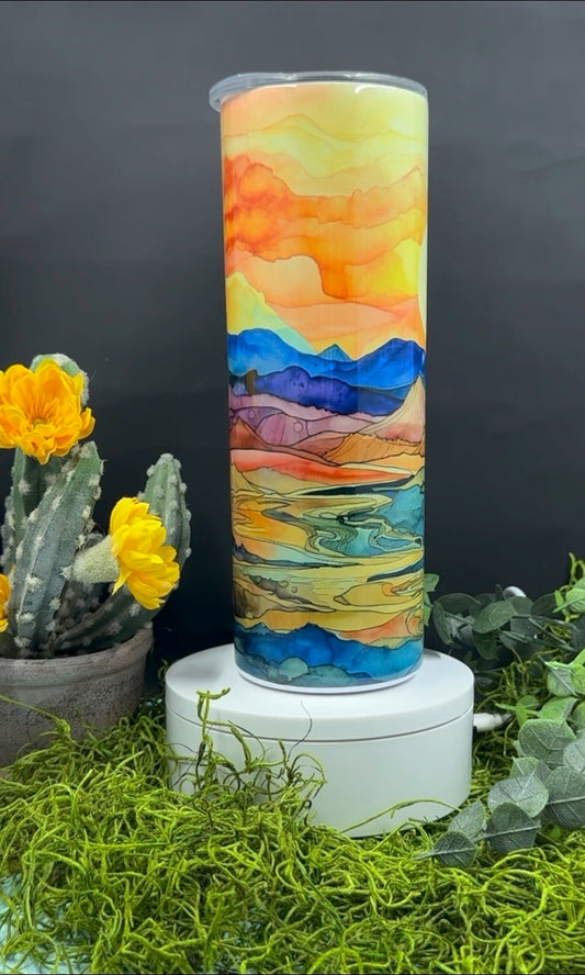 Watercolor Desert Sunset Skinny Tumbler