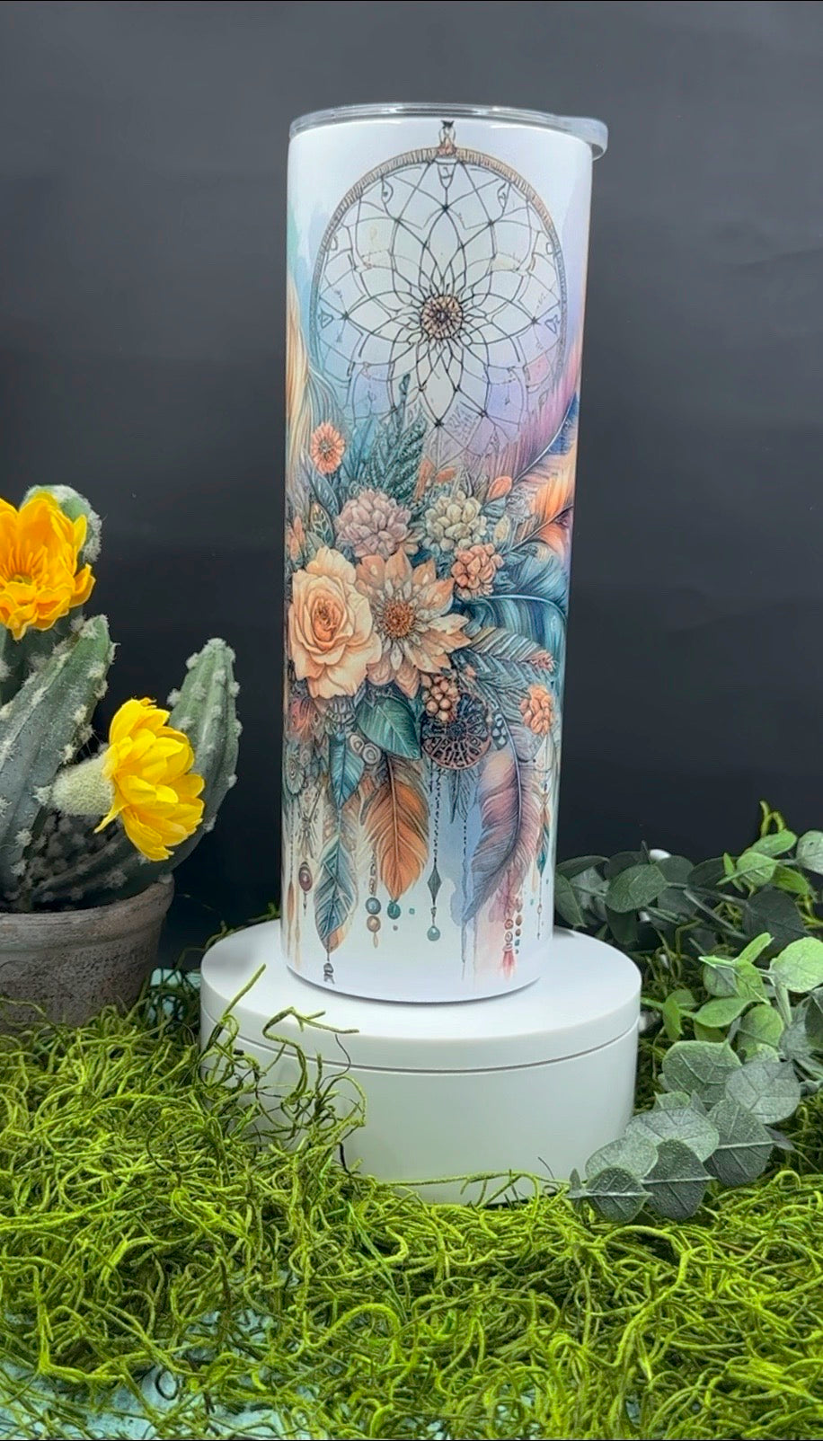 Pastel Horse Feathers Skinny Tumbler