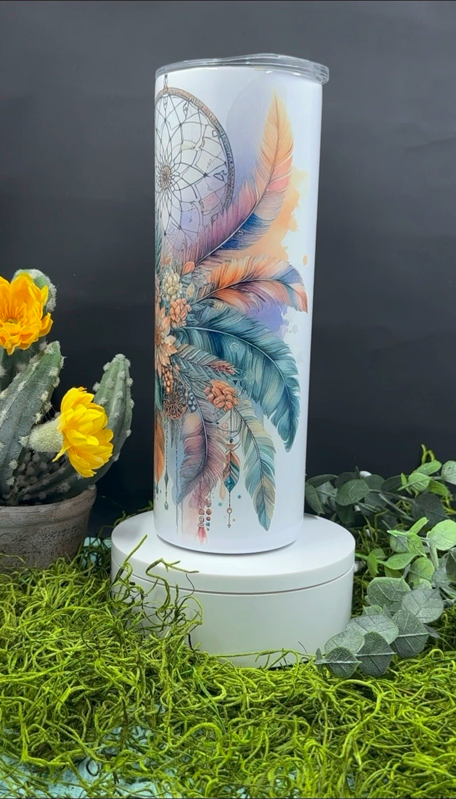 Pastel Horse Feathers Skinny Tumbler