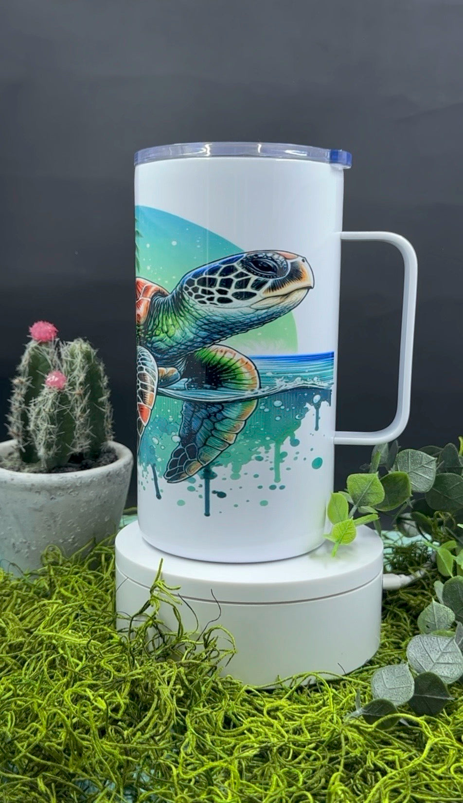Sea Turtle Handled Tumbler