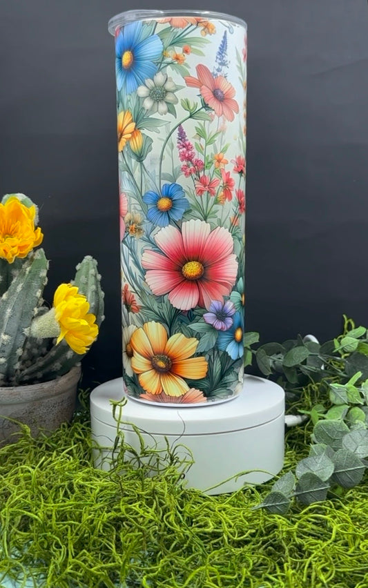 Colorful Wildflowers Skinny Tumbler