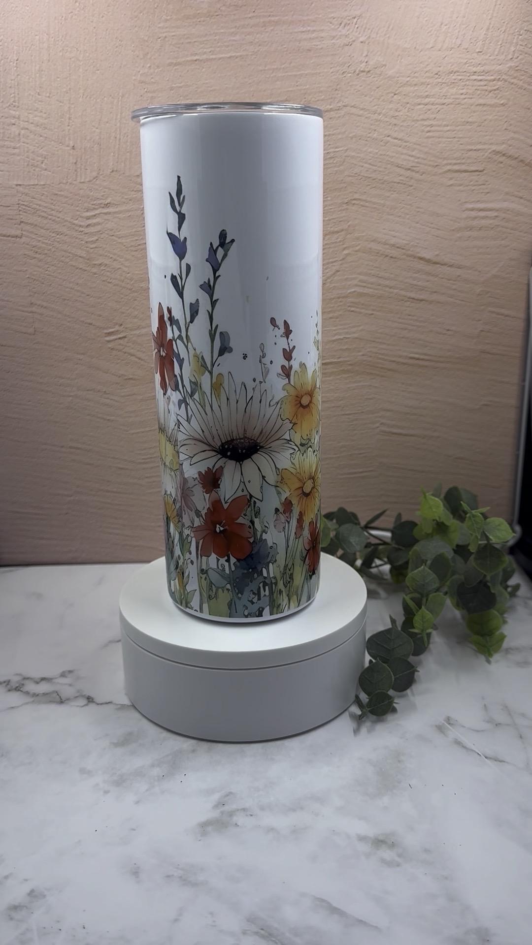 Watercolor Wildflowers Skinny Tumbler